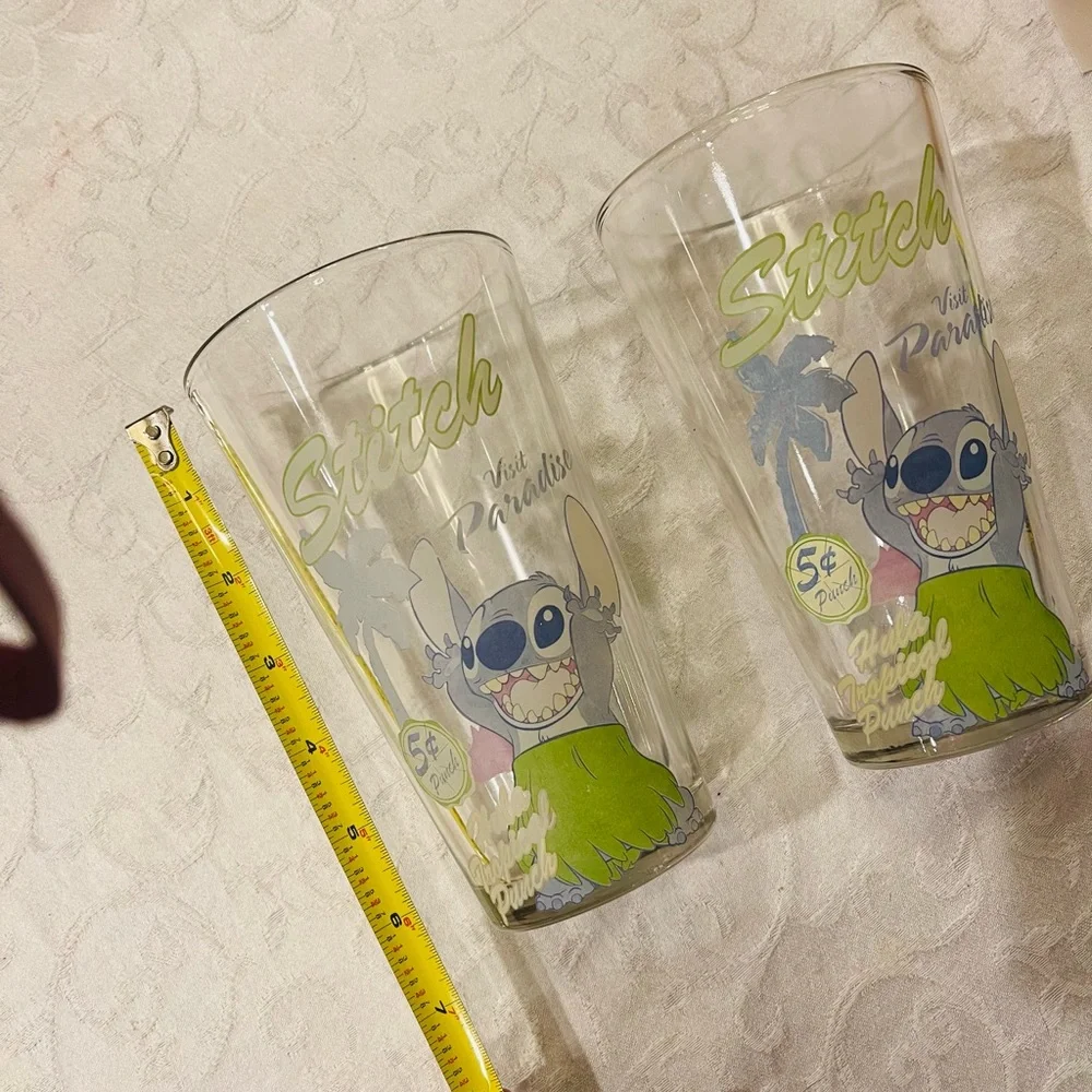 Set of 2 vintage Disney stitch beer glasses made in HongKong , 5 Cents punch